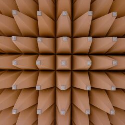 A close up view of a ceiling made out of cardboard